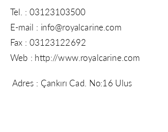 Royal Carine Otel iletiim bilgileri